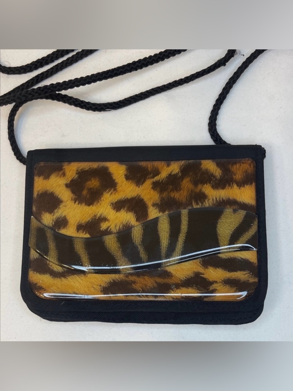 Angela Frascone Mini Leopard Print Crossbody Bag EUC